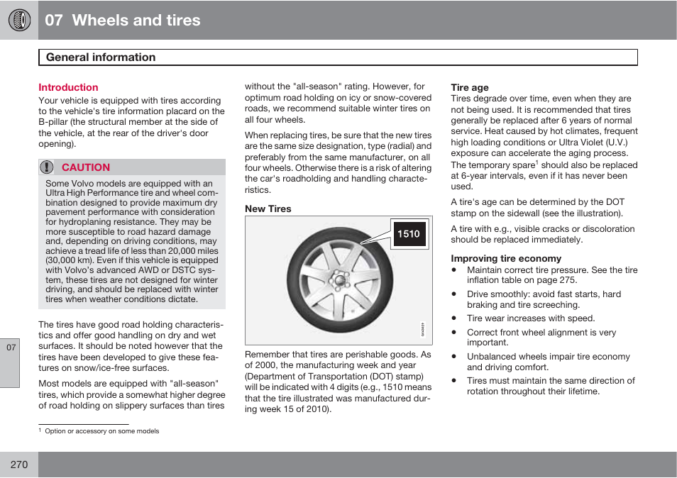 07 wheels and tires | Volvo S60 User Manual | Page 270 / 358