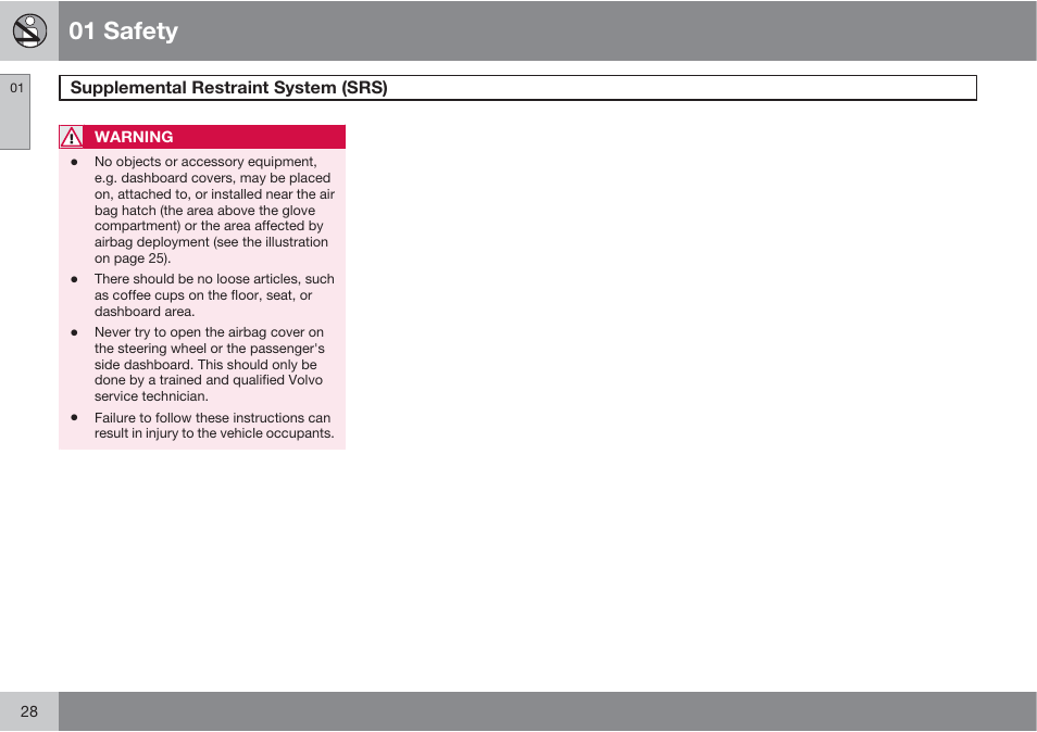 01 safety | Volvo S60 User Manual | Page 28 / 358