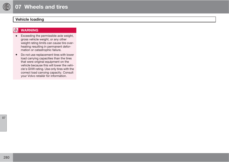 07 wheels and tires | Volvo S60 User Manual | Page 280 / 358