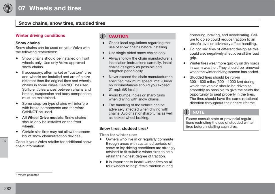 07 wheels and tires | Volvo S60 User Manual | Page 282 / 358