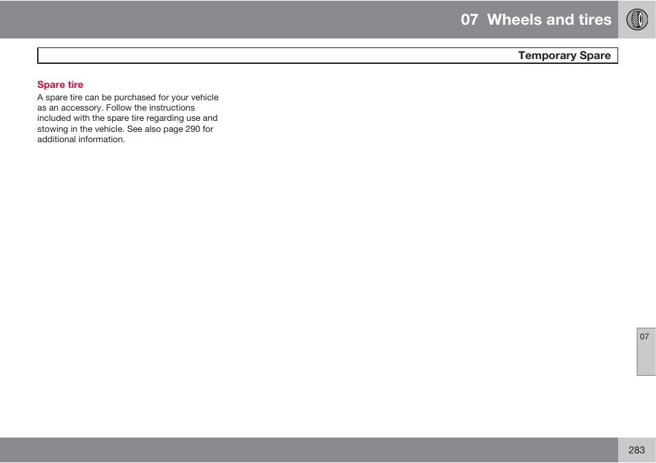 07 wheels and tires | Volvo S60 User Manual | Page 283 / 358