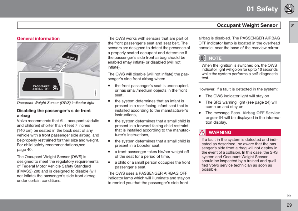 01 safety | Volvo S60 User Manual | Page 29 / 358