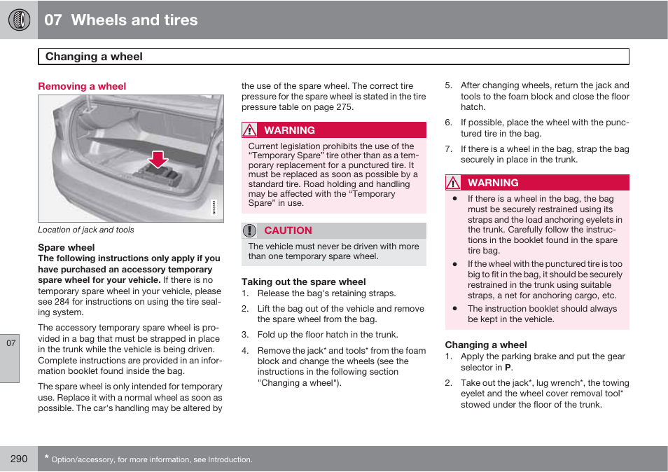07 wheels and tires | Volvo S60 User Manual | Page 290 / 358