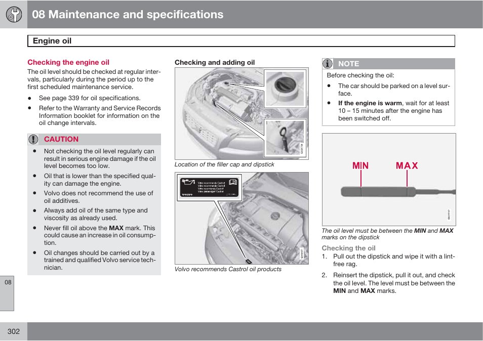 08 maintenance and specifications | Volvo S60 User Manual | Page 302 / 358