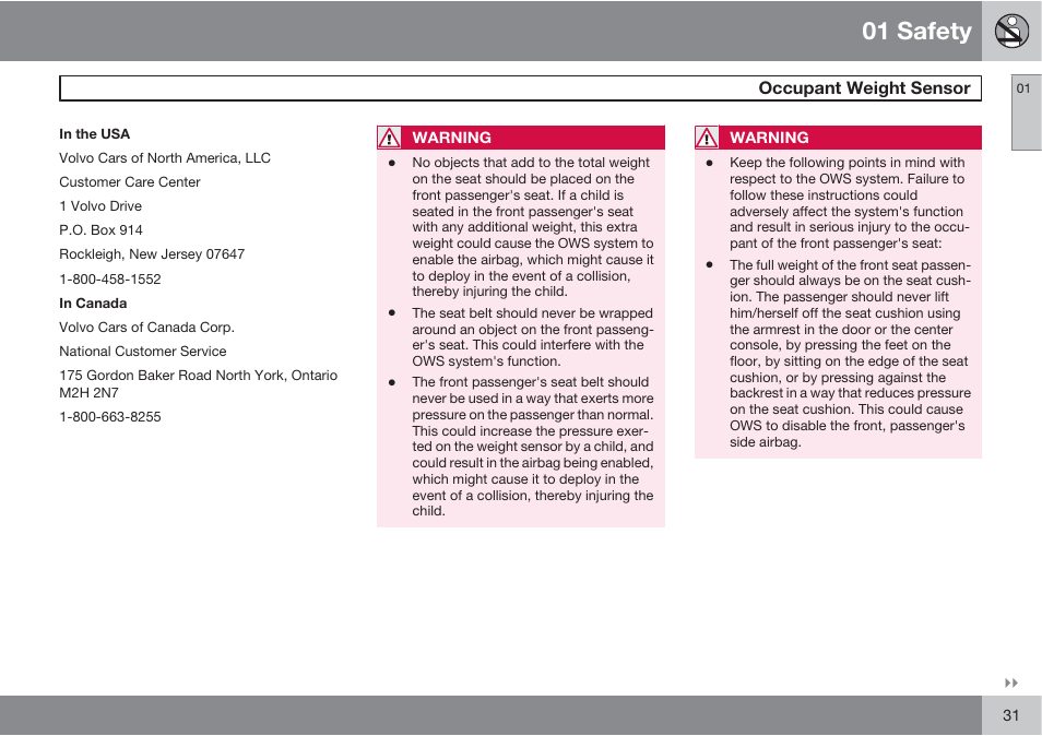 01 safety | Volvo S60 User Manual | Page 31 / 358