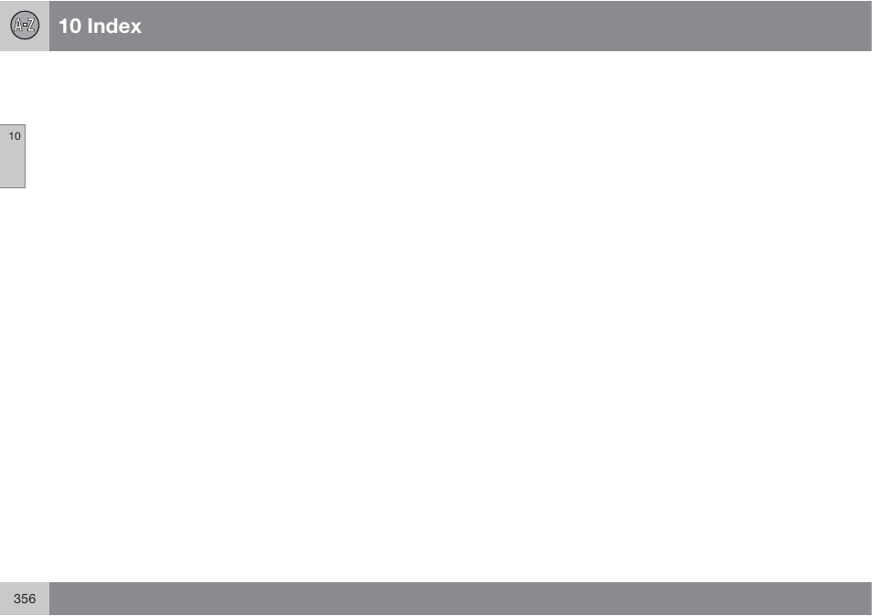 10 index | Volvo S60 User Manual | Page 356 / 358