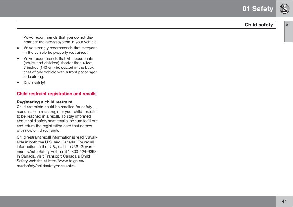 01 safety | Volvo S60 User Manual | Page 41 / 358