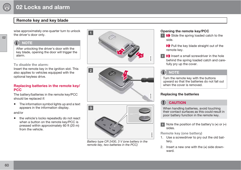 02 locks and alarm | Volvo S60 User Manual | Page 60 / 358