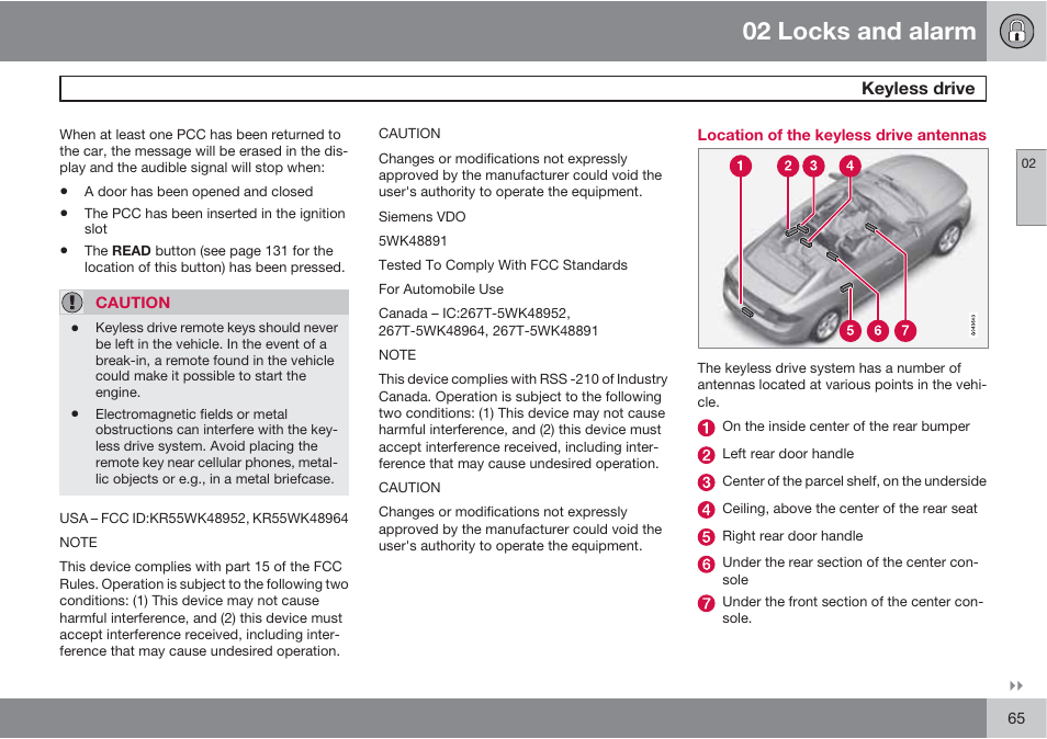02 locks and alarm | Volvo S60 User Manual | Page 65 / 358