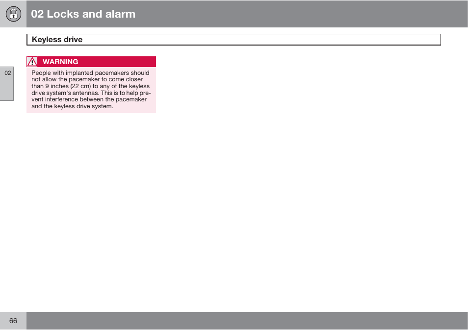 02 locks and alarm | Volvo S60 User Manual | Page 66 / 358