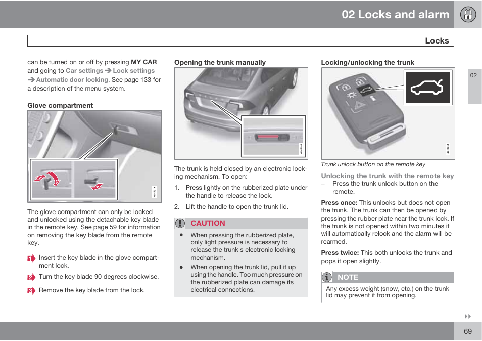 02 locks and alarm | Volvo S60 User Manual | Page 69 / 358