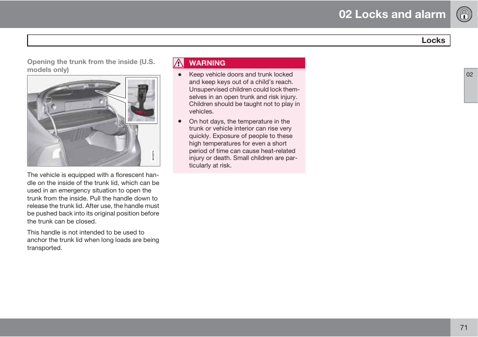 02 locks and alarm | Volvo S60 User Manual | Page 71 / 358