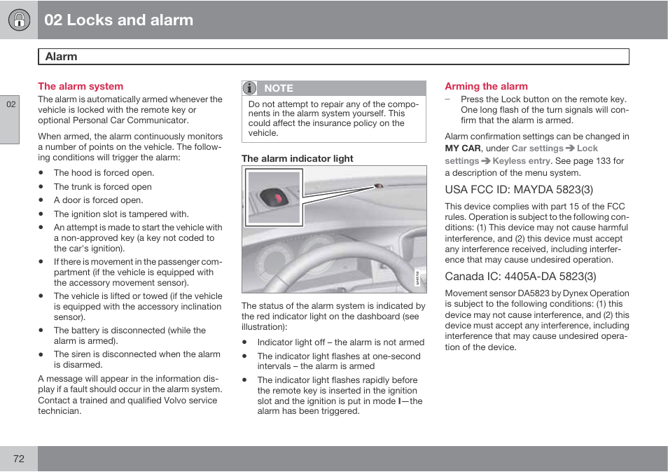 02 locks and alarm | Volvo S60 User Manual | Page 72 / 358