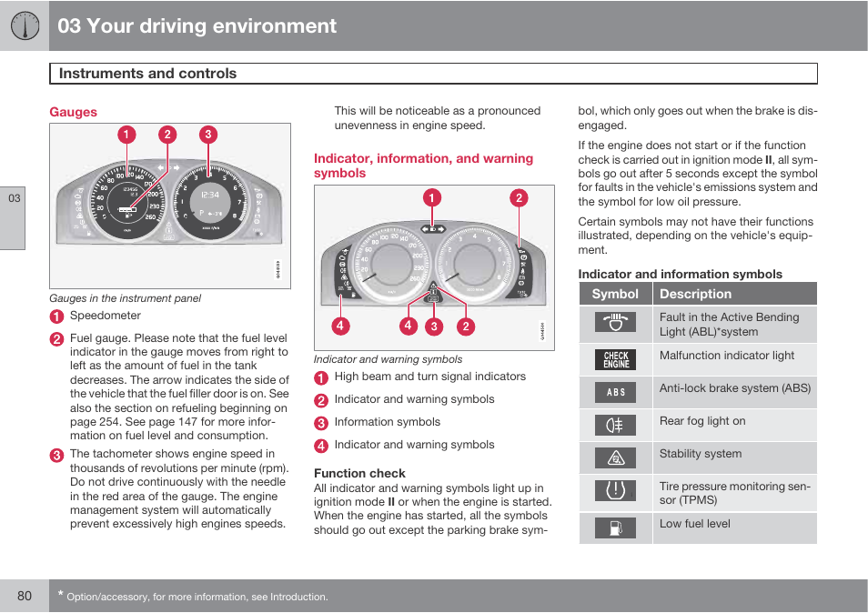 03 your driving environment | Volvo S60 User Manual | Page 80 / 358