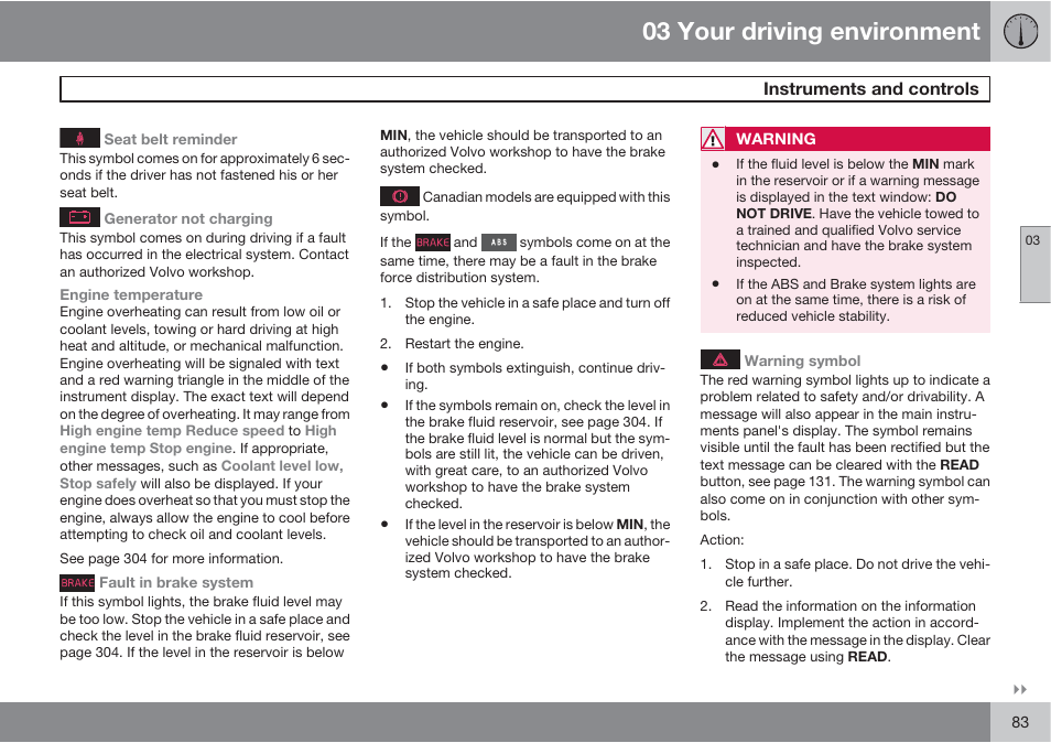 03 your driving environment | Volvo S60 User Manual | Page 83 / 358