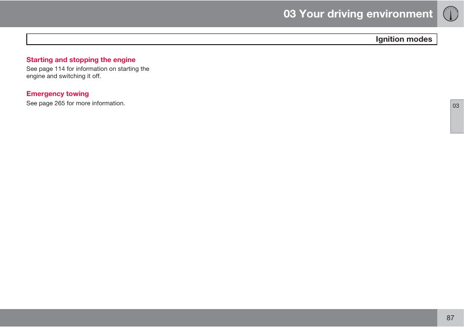 03 your driving environment | Volvo S60 User Manual | Page 87 / 358