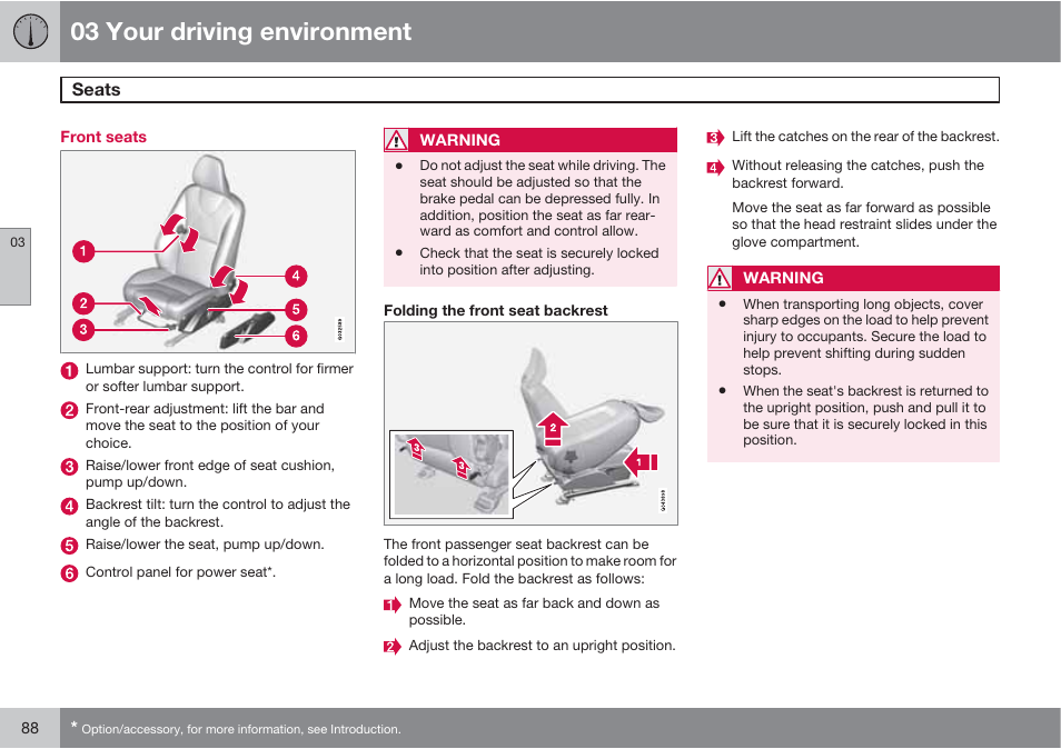 03 your driving environment | Volvo S60 User Manual | Page 88 / 358