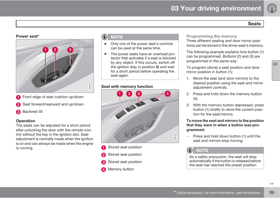 03 your driving environment | Volvo S60 User Manual | Page 89 / 358