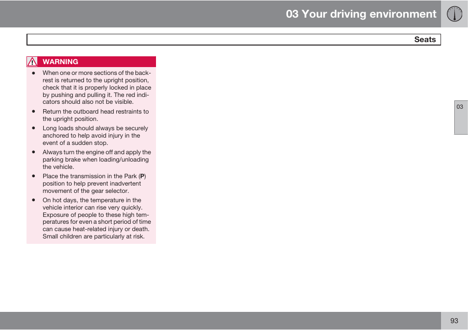03 your driving environment | Volvo S60 User Manual | Page 93 / 358