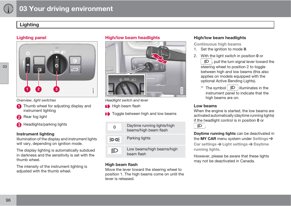 03 your driving environment | Volvo S60 User Manual | Page 96 / 358