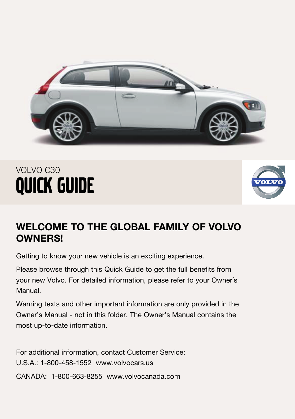 Volvo 2008 C30 User Manual | 8 pages