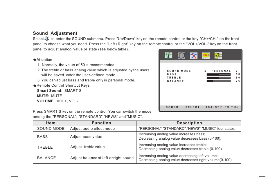 Sound adjustment | ViewEra V221MV User Manual | Page 16 / 23