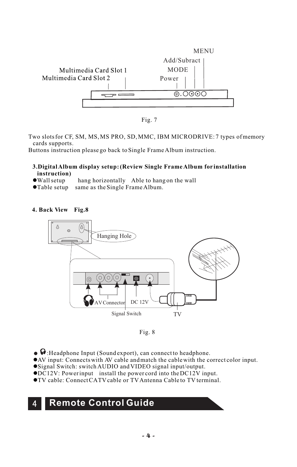Remote control guide | Visart Technologies 10.4 PORTABLE TV with built-in multimedia Card Player User Manual | Page 6 / 20