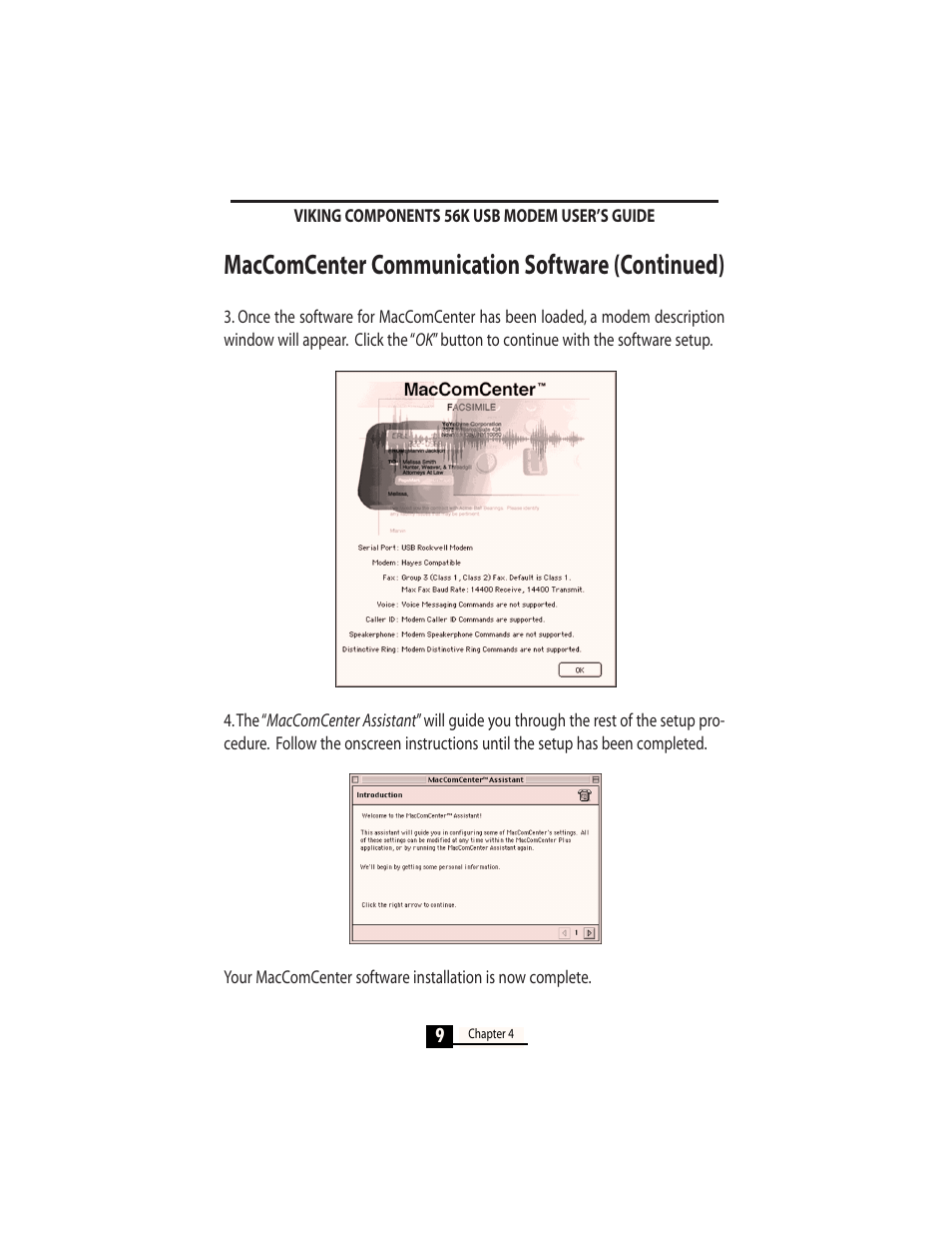 Maccomcenter communication software (continued) | Viking InterWorks MAC OS User Manual | Page 11 / 33