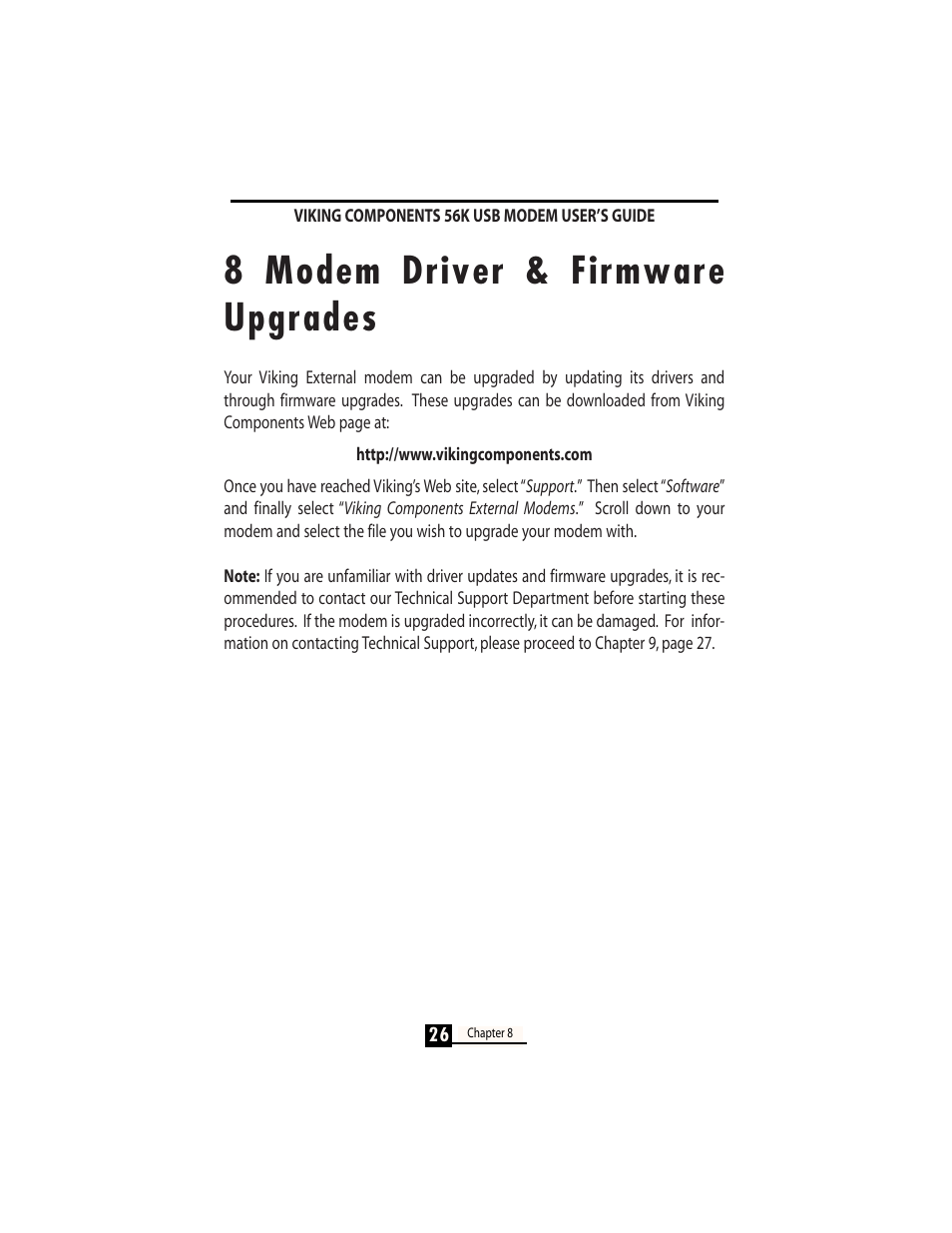8 modem driver & firmware upgrades | Viking InterWorks MAC OS User Manual | Page 28 / 33