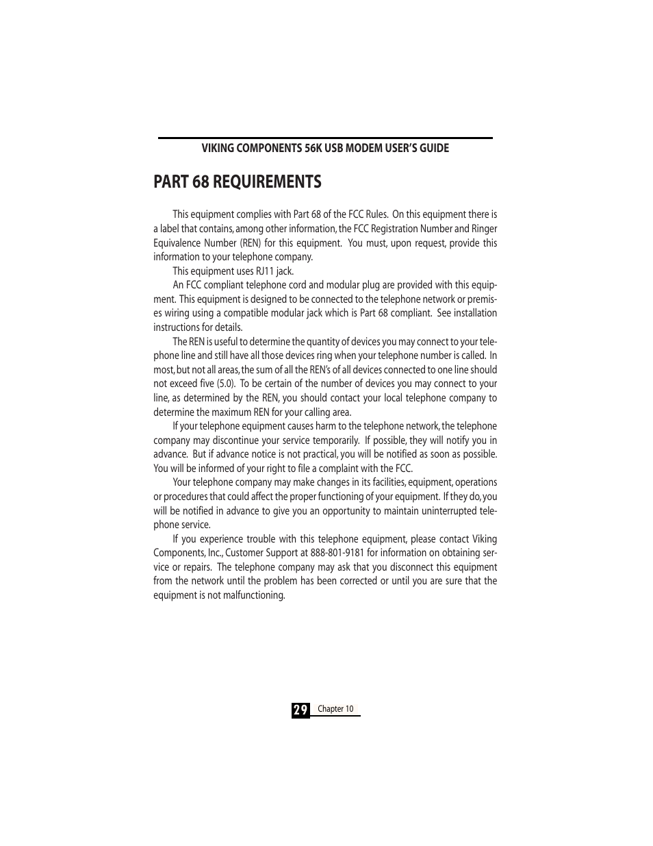 Part 68 requirements | Viking InterWorks MAC OS User Manual | Page 31 / 33