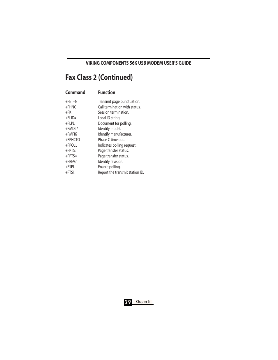 Fax class 2 (continued) | Viking InterWorks 56K User Manual | Page 31 / 37