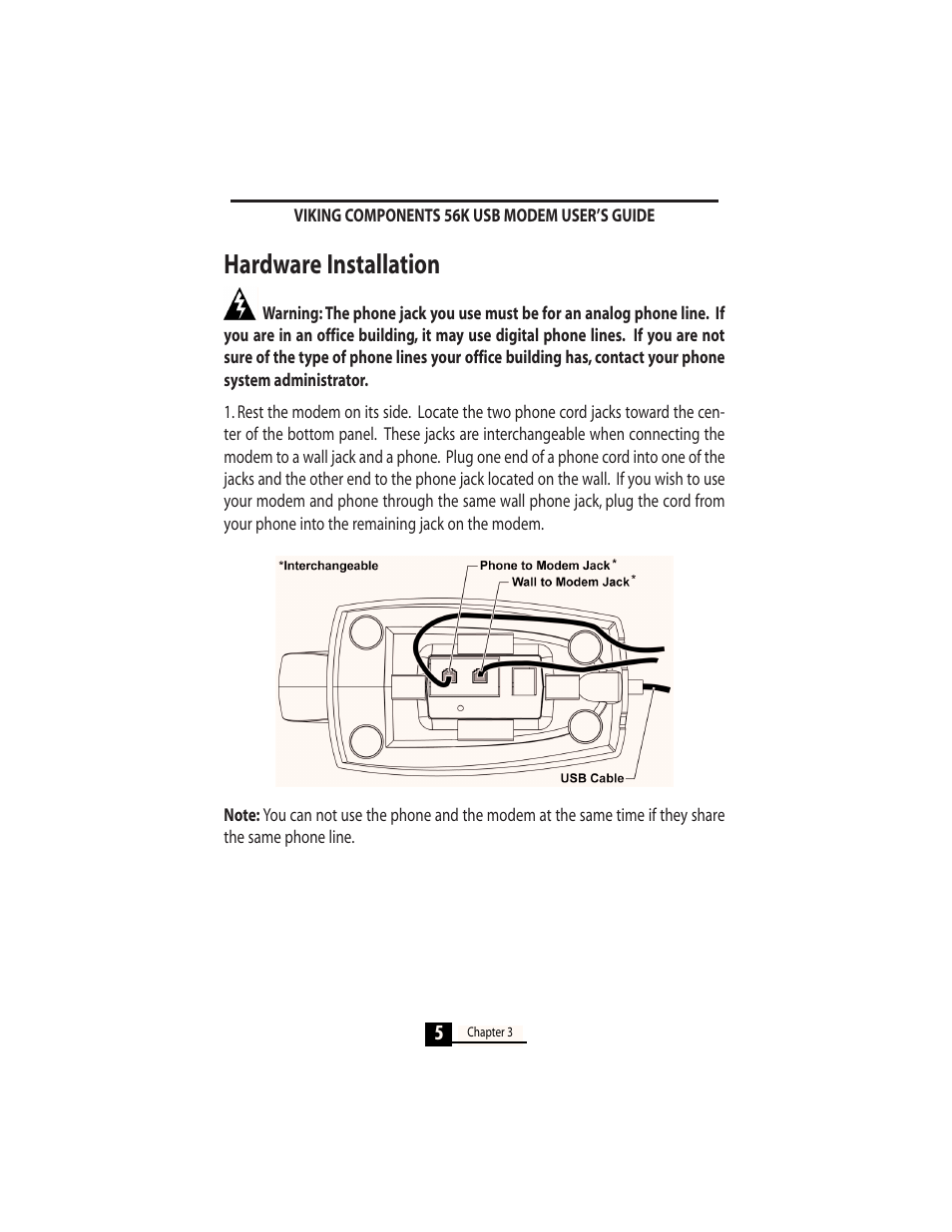Hardware installation | Viking InterWorks 56K User Manual | Page 7 / 37