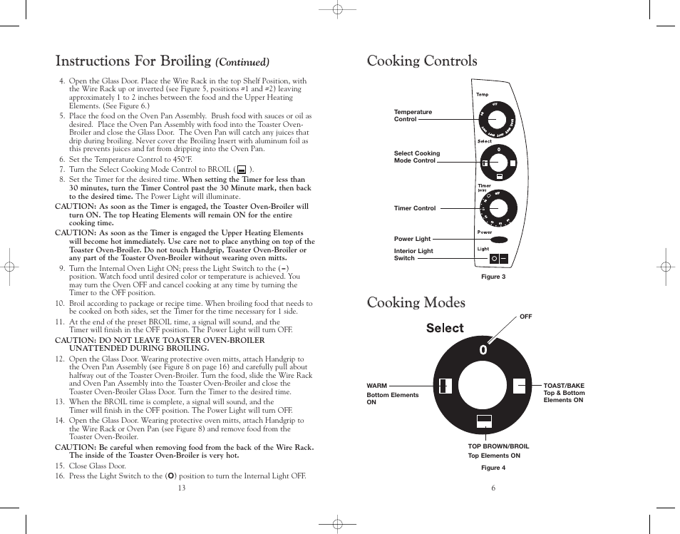 Instructions for broiling, Cooking controls, Cooking modes | Continued) | Trattorina VT6 User Manual | Page 7 / 20