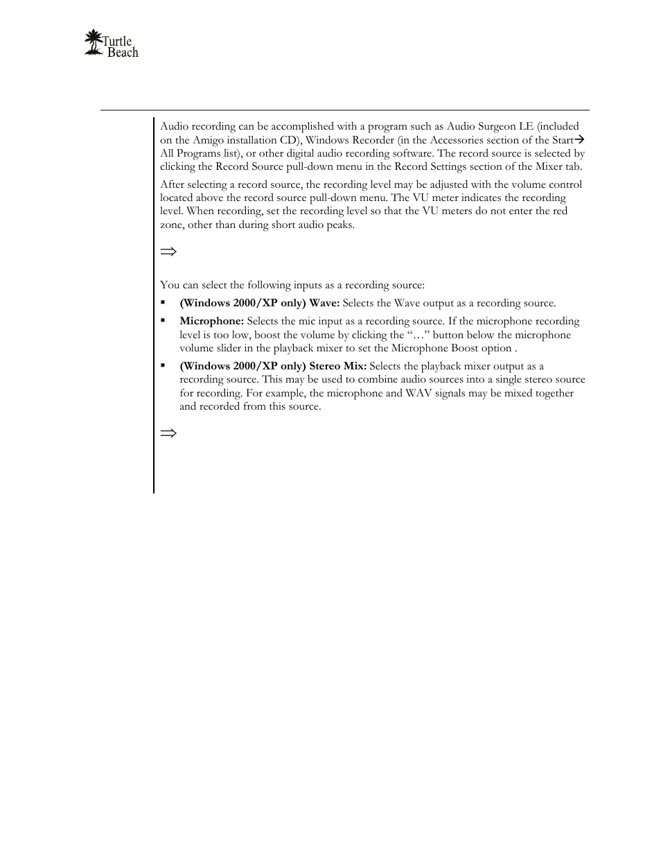 Record settings | Turtle Beach Audio Advantage Amigo TBS-1121-01 User Manual | Page 33 / 38
