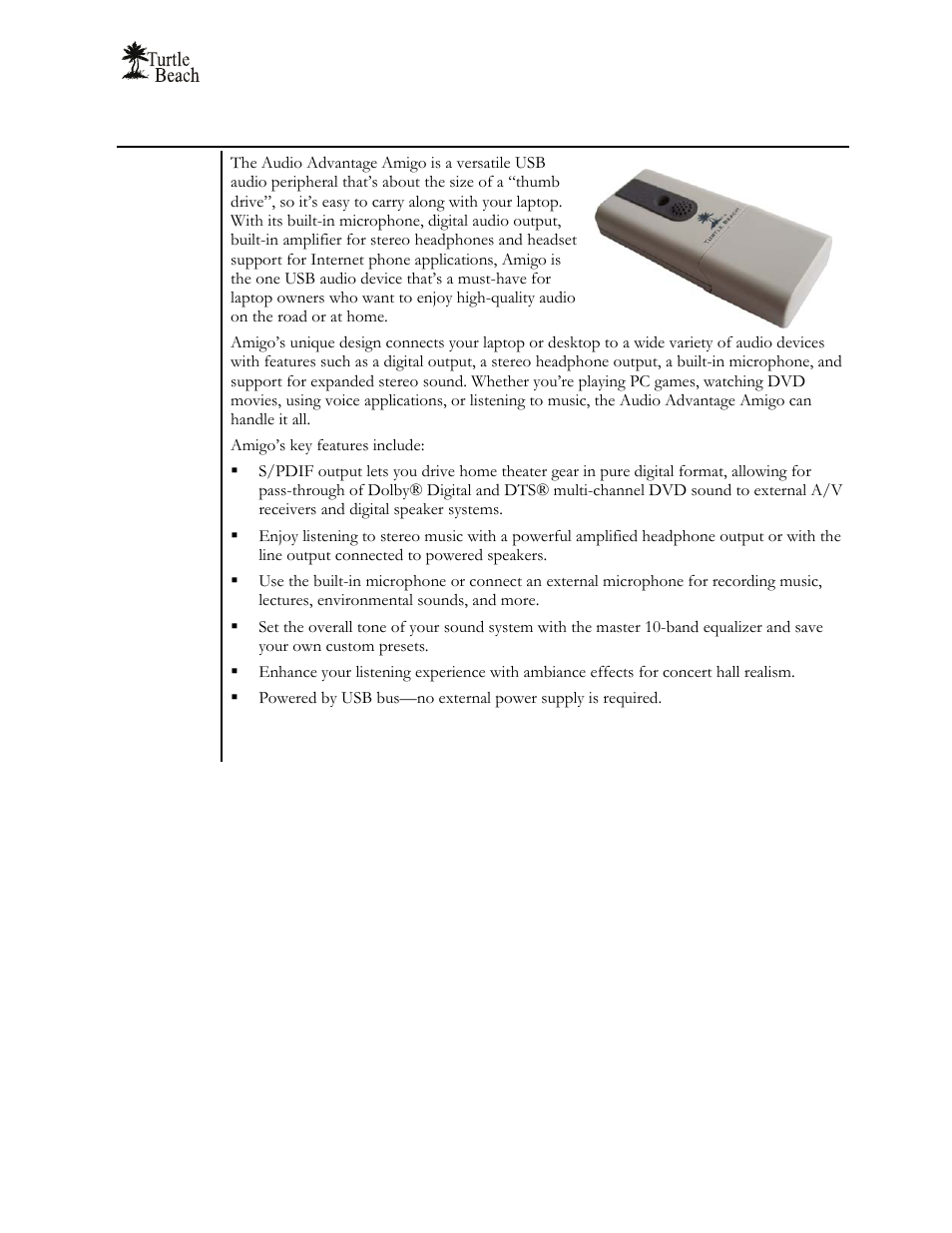 Introducing the audio advantage amigo | Turtle Beach Audio Advantage Amigo TBS-1121-01 User Manual | Page 5 / 38