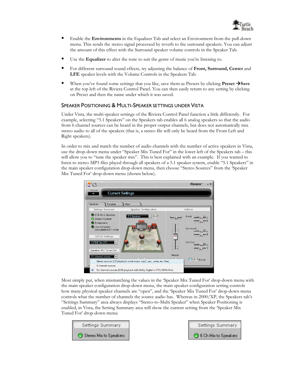 Turtle Beach 5.1 Channel Surround Sound Riviera User Manual | Page 16 / 29