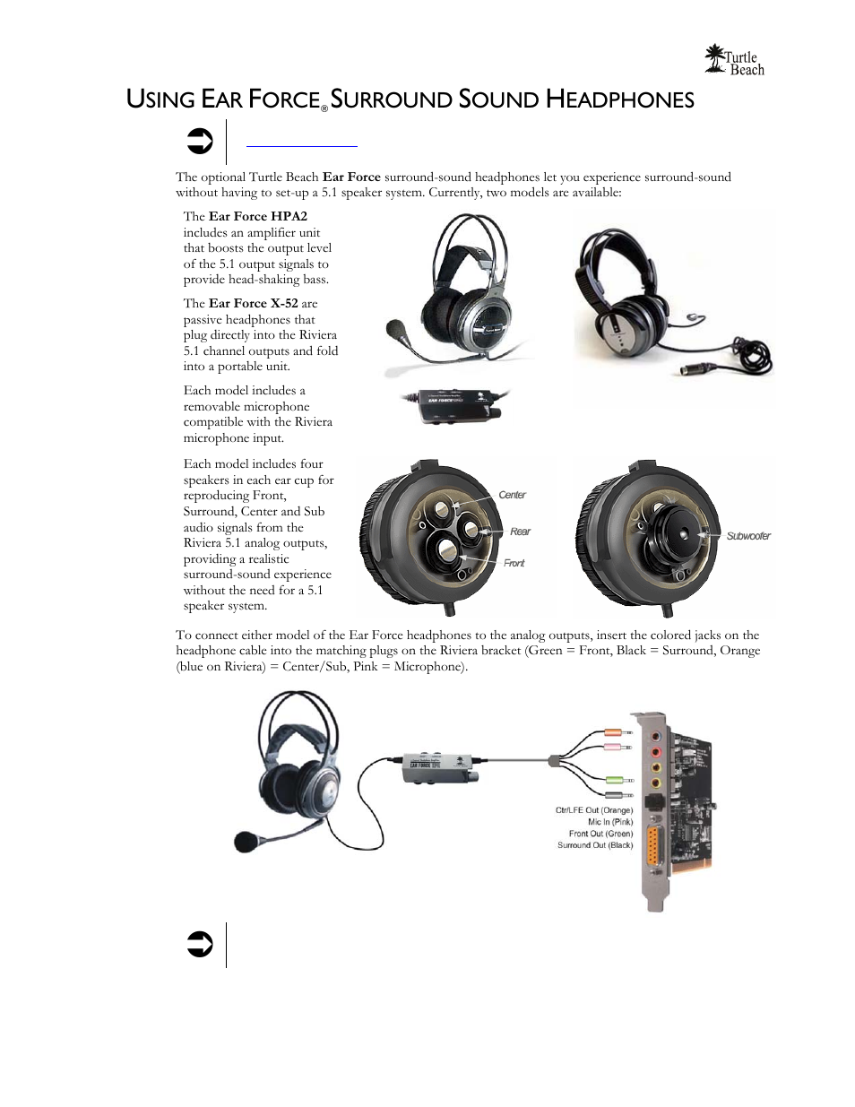 Sing, Orce, Urround | Ound, Eadphones | Turtle Beach 5.1 Channel Surround Sound Riviera User Manual | Page 18 / 29