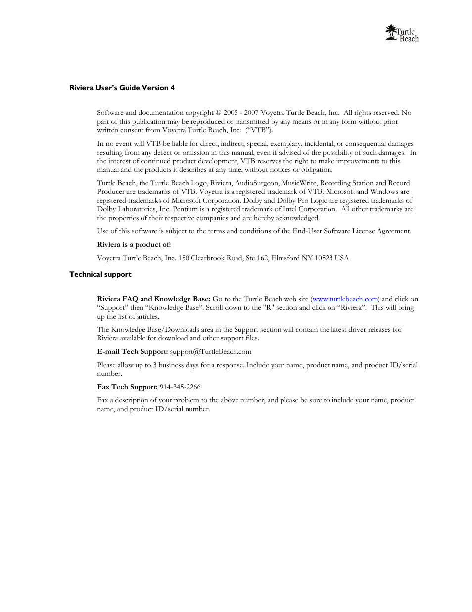 Notices | Turtle Beach 5.1 Channel Surround Sound Riviera User Manual | Page 2 / 29
