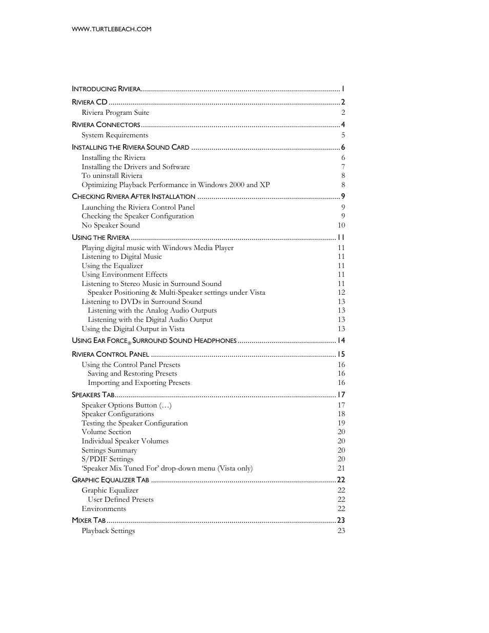 Turtle Beach 5.1 Channel Surround Sound Riviera User Manual | Page 3 / 29