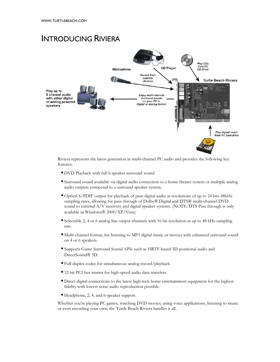 Ntroducing, Iviera | Turtle Beach 5.1 Channel Surround Sound Riviera User Manual | Page 5 / 29