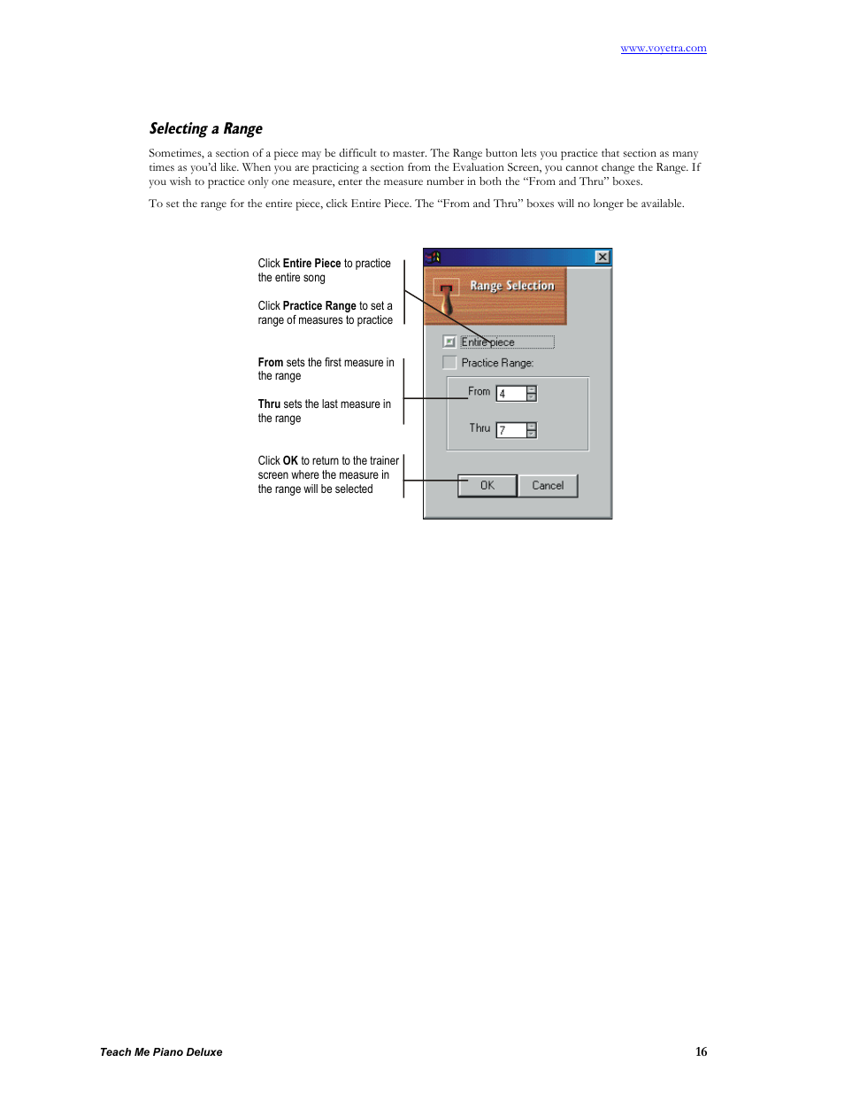 Selecting a range | Turtle Beach teach Me Piano Deluxe User Manual | Page 18 / 50