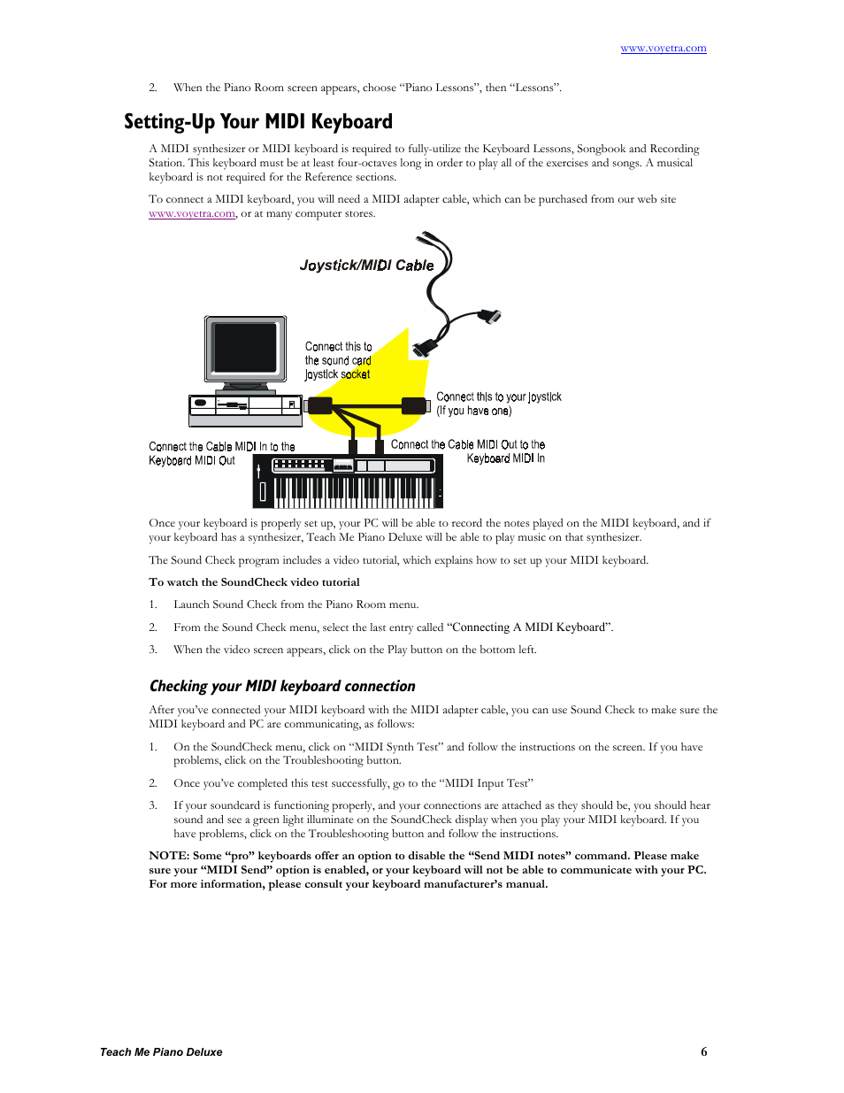 Setting-up your midi keyboard, Checking your midi keyboard connection | Turtle Beach teach Me Piano Deluxe User Manual | Page 8 / 50