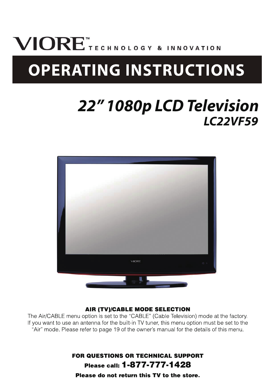 VIORE LC22VF59 User Manual | 28 pages