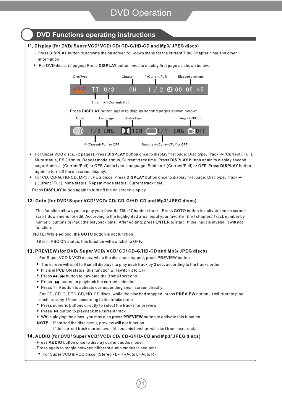 Dvd operation | VIORE 10.2" PORTABLE LCD TELEVISION WITH BUILT-IN DVD PLAYER PLCD10V59 User Manual | Page 24 / 32