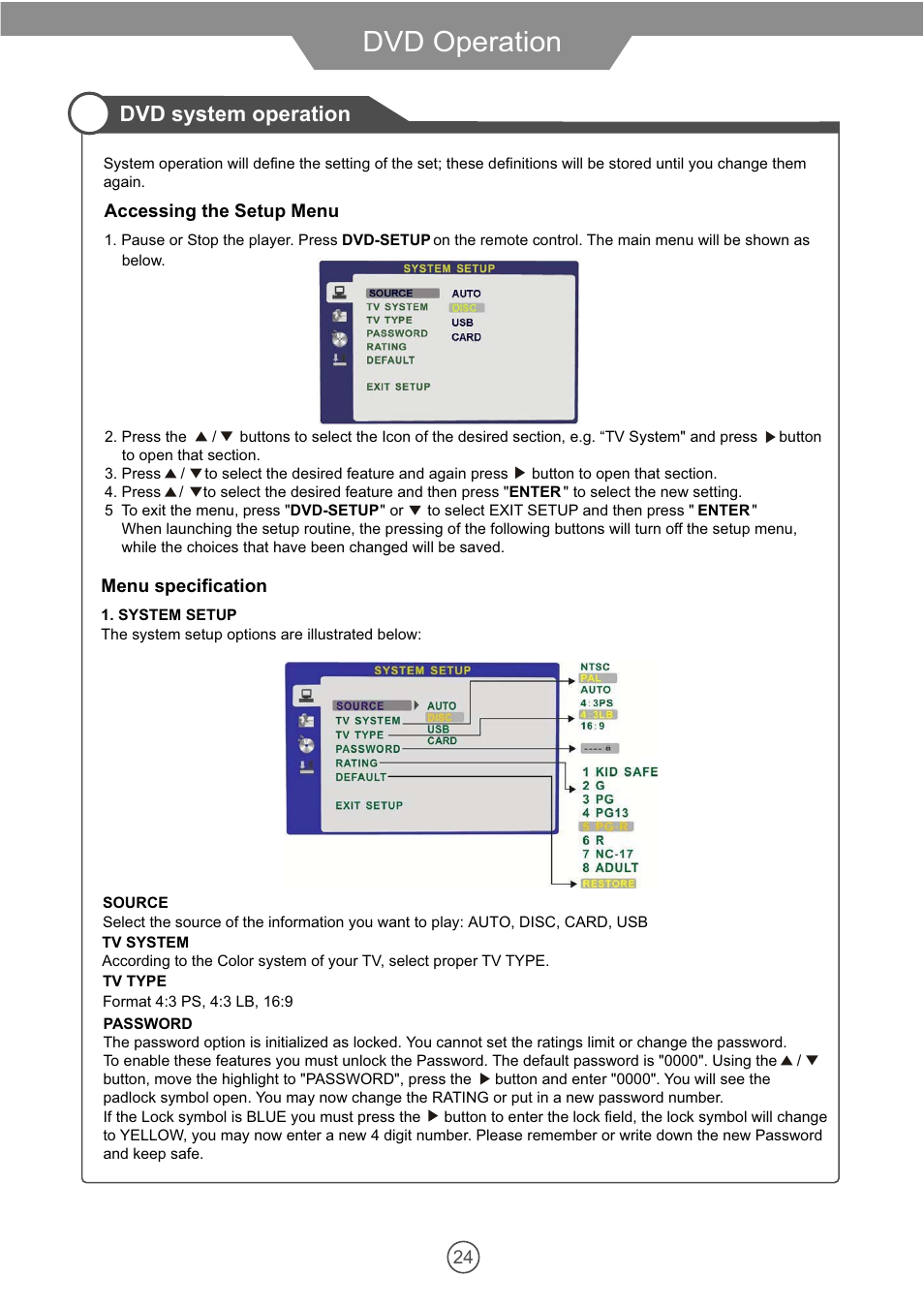 Dvd operation, Dvd system operation | VIORE 10.2" PORTABLE LCD TELEVISION WITH BUILT-IN DVD PLAYER PLCD10V59 User Manual | Page 27 / 32