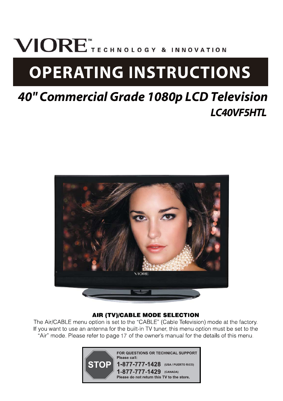 VIORE LC40VF5HTL User Manual | 28 pages