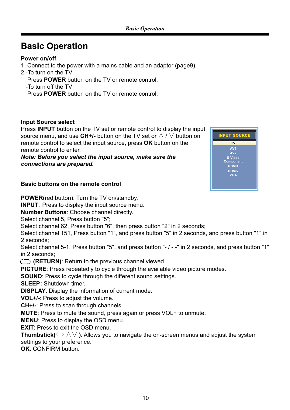 Basic operation | VIORE LC40VF5HTL User Manual | Page 11 / 28