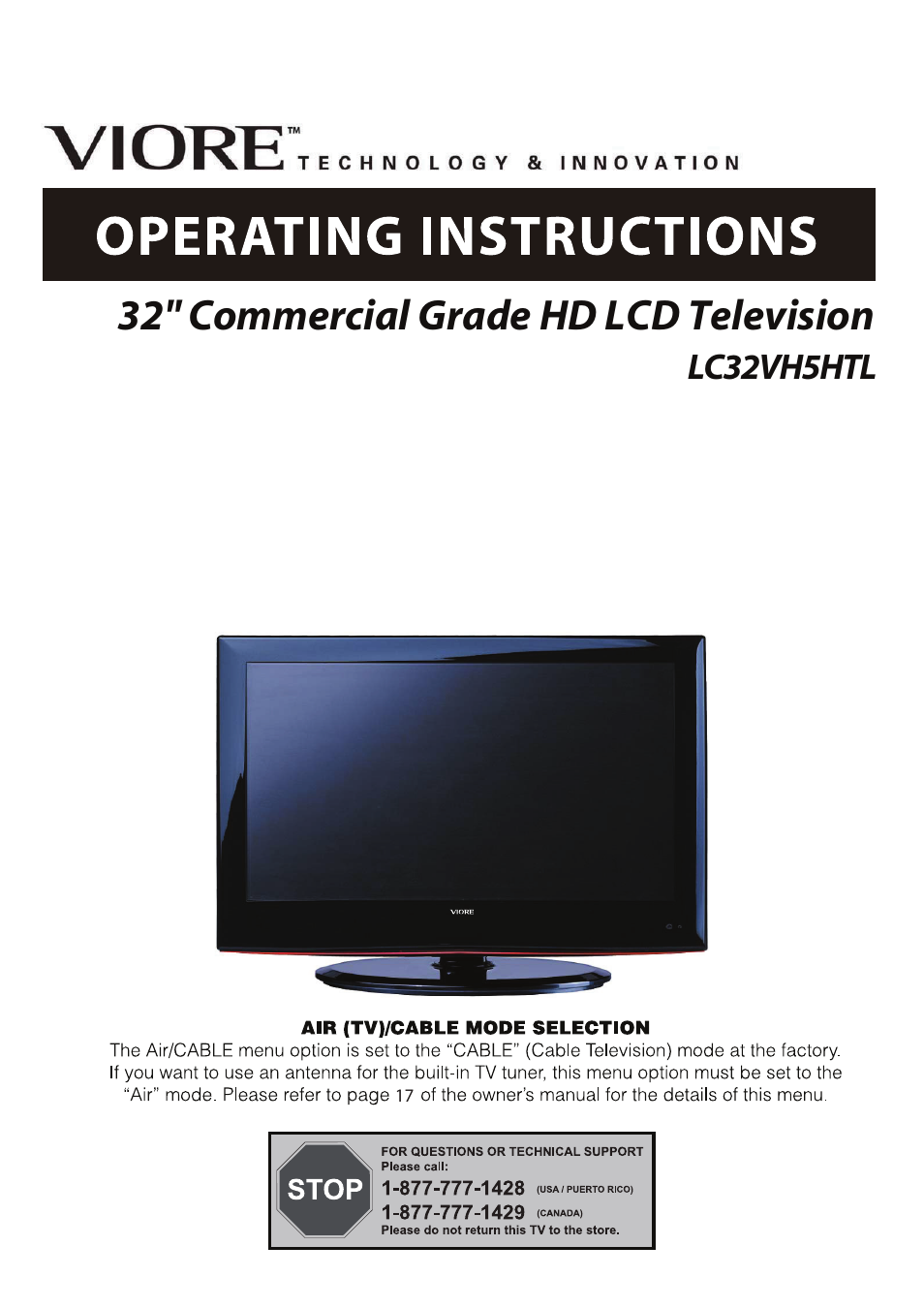 VIORE LC32VH5HTL User Manual | 28 pages