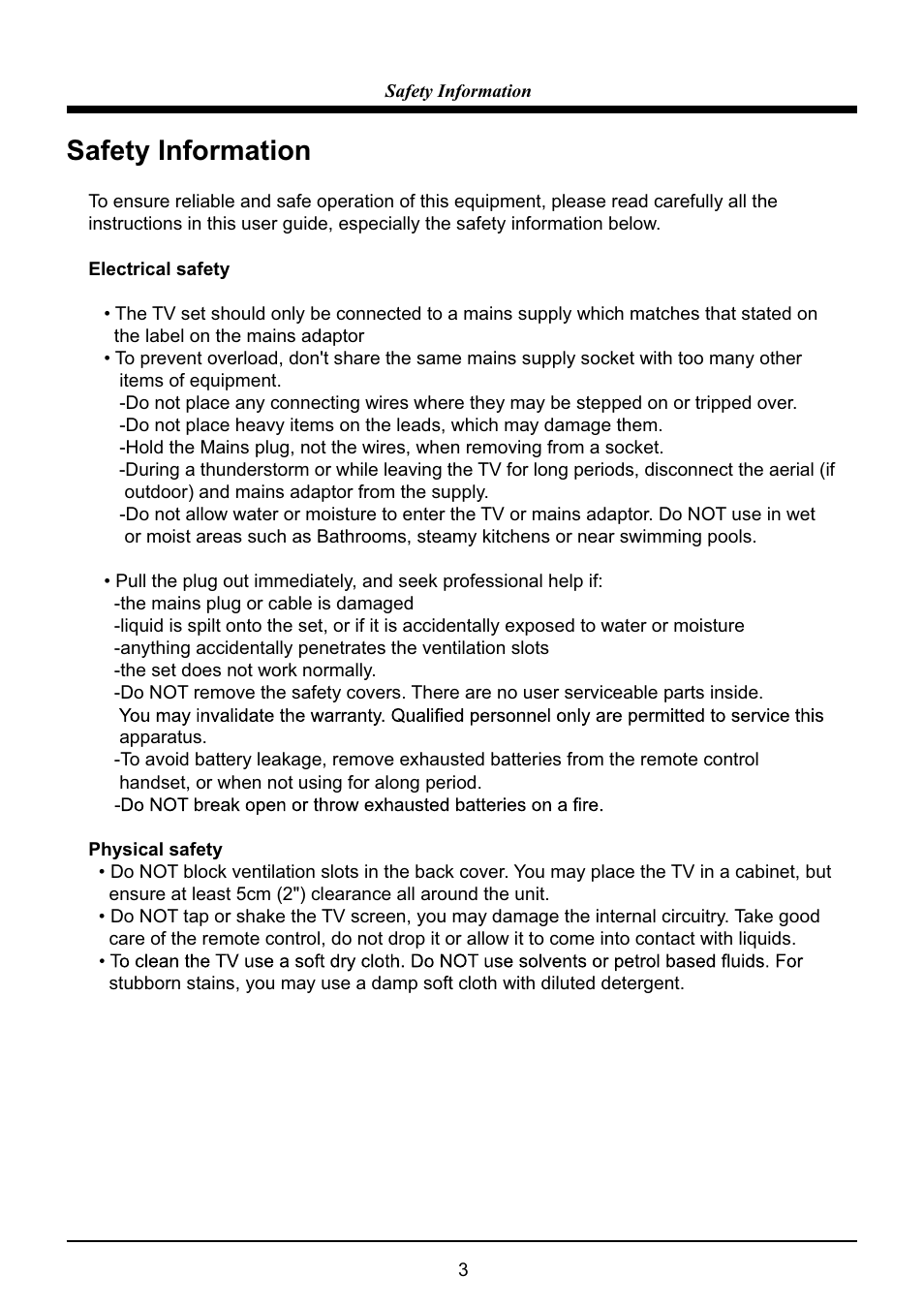 Safety information | VIORE LC32VH5HTL User Manual | Page 4 / 28