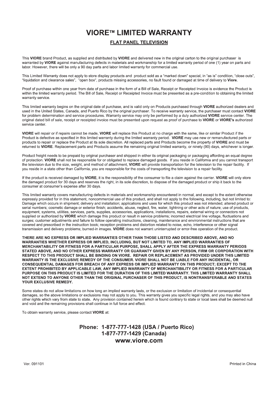 页 18 | VIORE LED22VF50 User Manual | Page 18 / 19